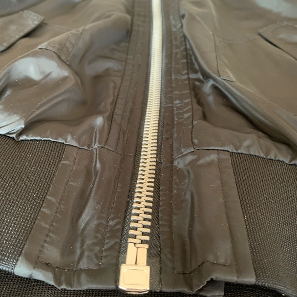 FREE PEOPLE Midnight Satin Bomber Jacket LARGE Black gorgeous - Picture 7 of 13